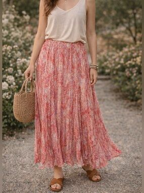 Ruby Rd. Petite Pretty & Pink Broomstick Punch Colored Skirt Size 14P